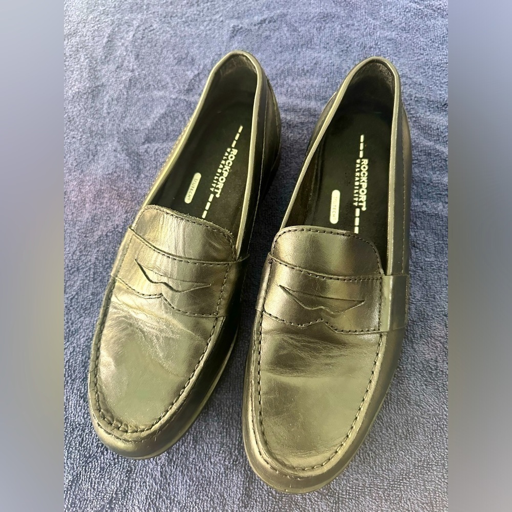 Rockport Classic Penny Loafer w/Walkability Black Leather Slip On Size 8